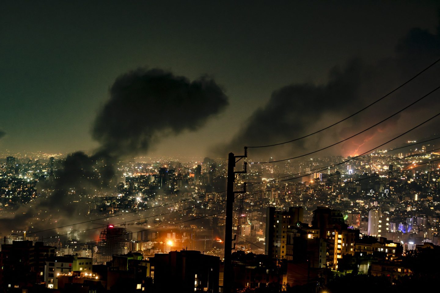 Smoke over the Iranian capital of Tehran after Israeli missile strikes on Sunday.