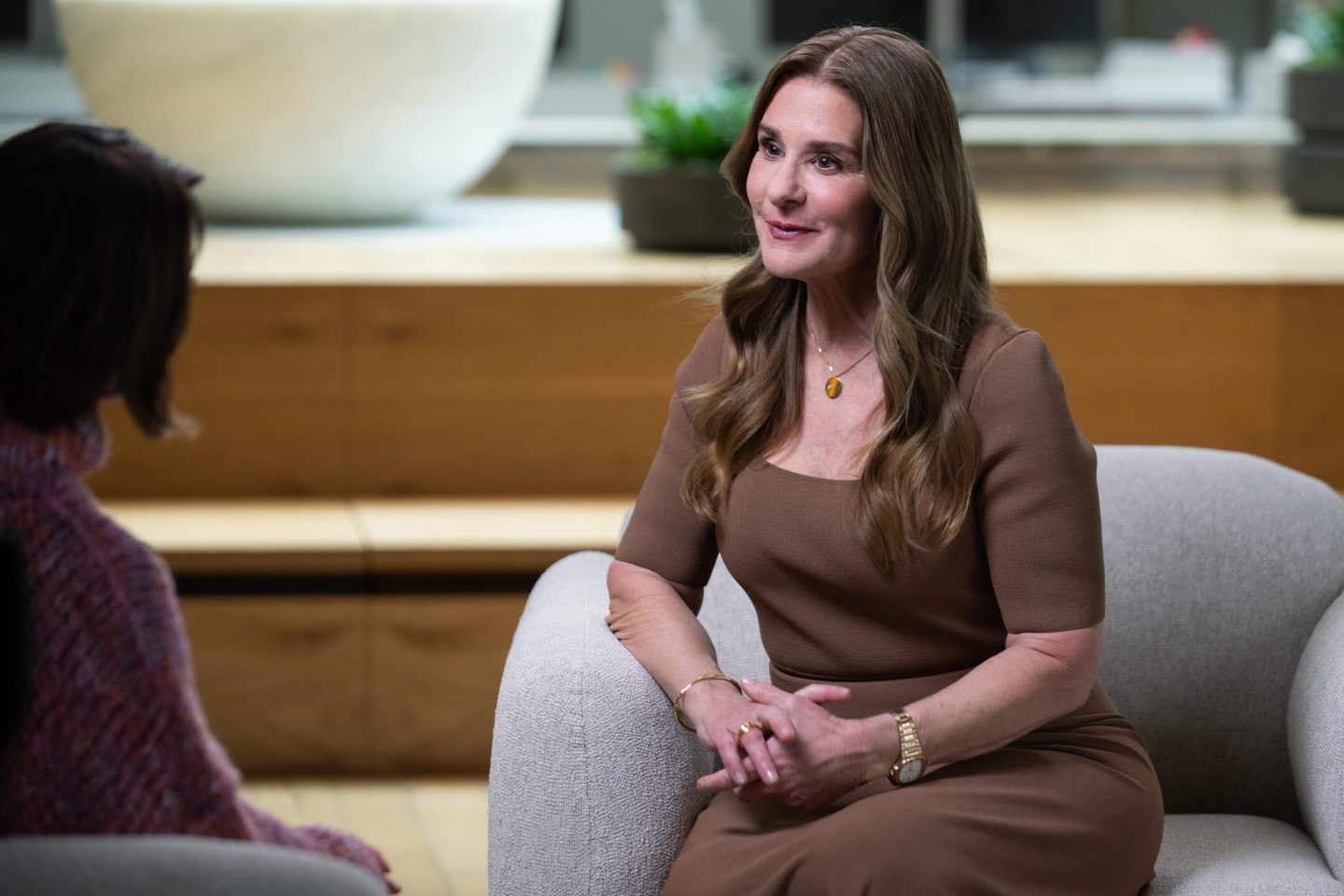 Melinda Gates, co-chair of the Bill and Melinda Gates Foundation, during an interview on "The Circuit with Emily Chang" at the Pivotal Ventures office in Kirkland, Washington, US