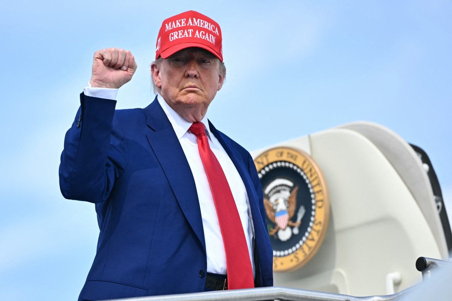 President Donald Trump as he boards Air Force One in late June.