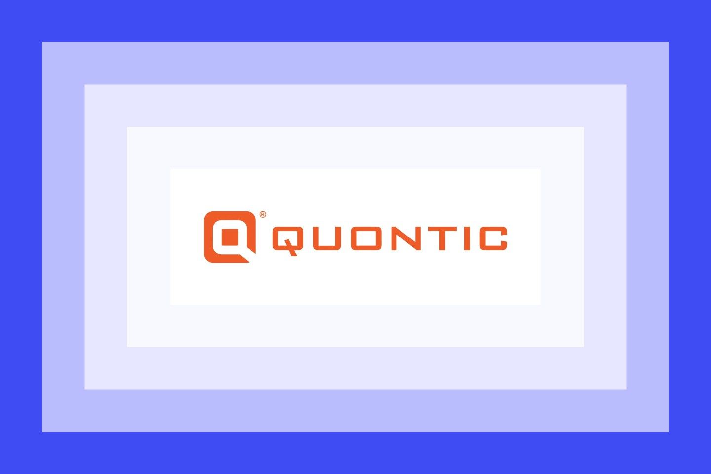 Quontic Bank logo on a blue and purple frame.