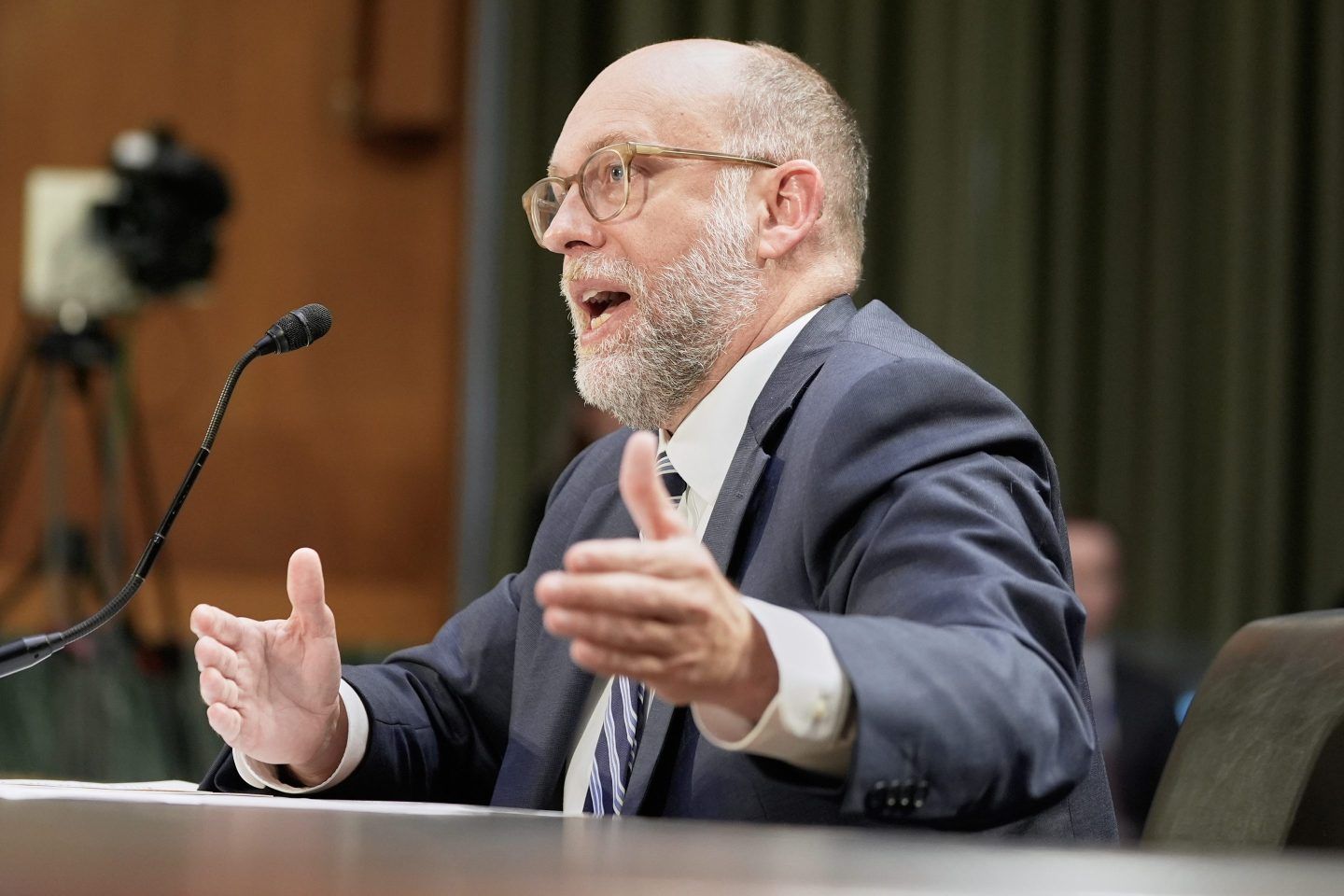 Office of Management and Budget director Russell Vought testifies during a Senate Appropriations Committee hearing on the rescissions package on Capitol Hill, on June 25, 2025, in Washington. 