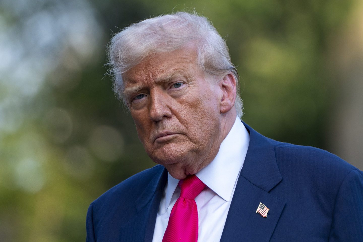 President Donald Trump walks from Marine One after arriving on the South Lawn of the White House, on July 15, 2025, in Washington. 