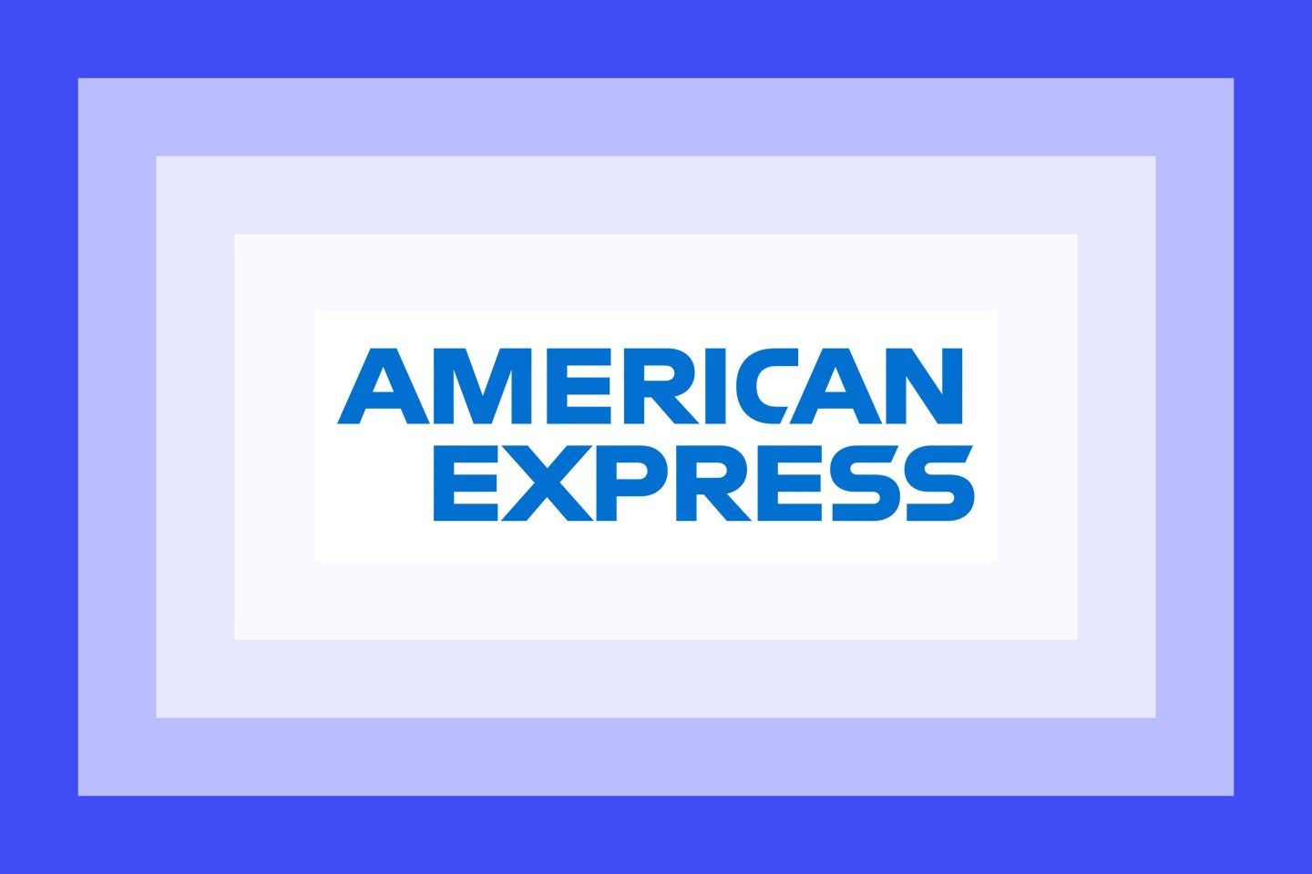The American Express logo on a purple layered background.