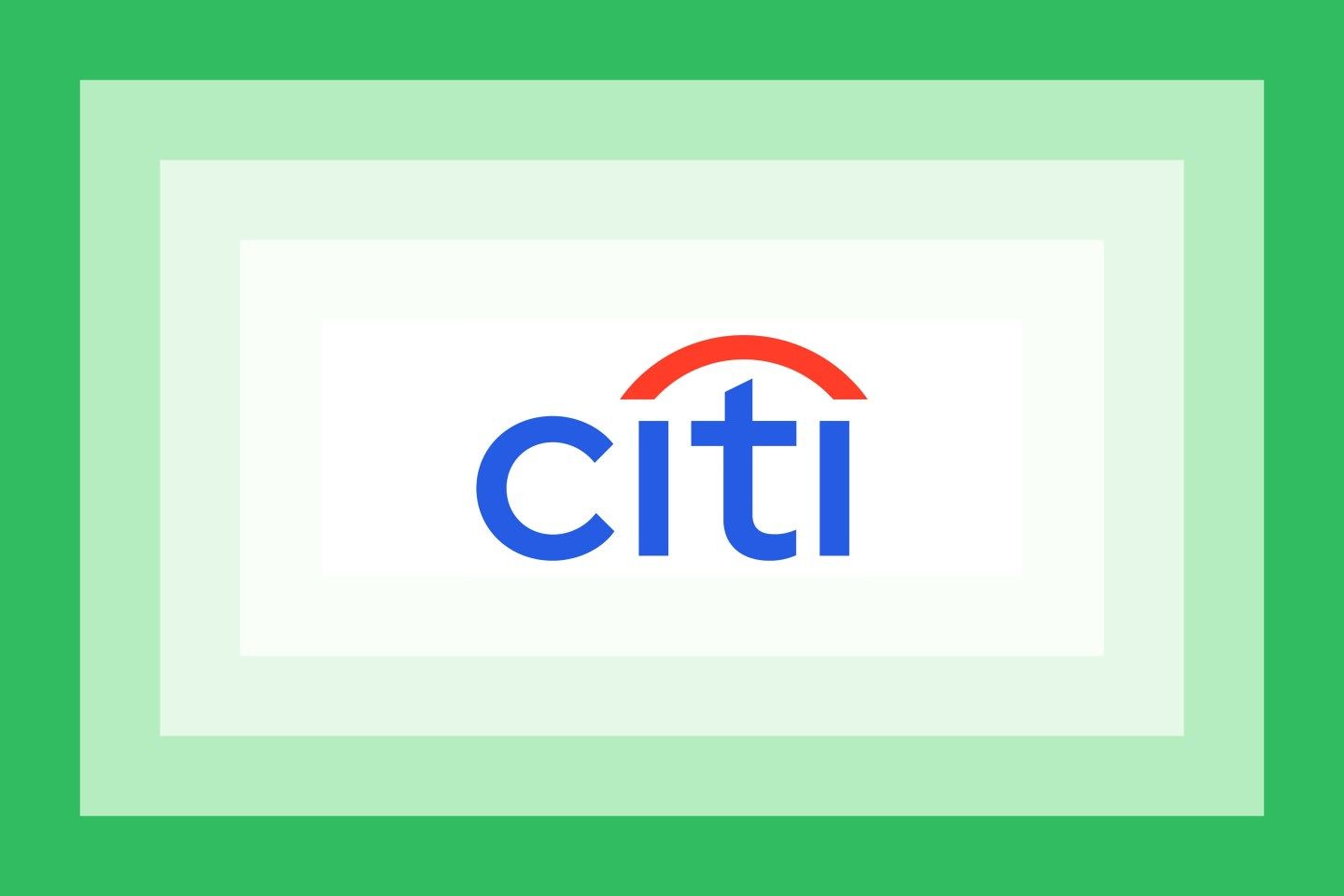 The Citibank logo on a green layered background.