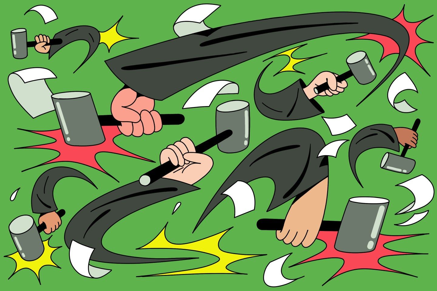 Artistic drawing of judges' gavels