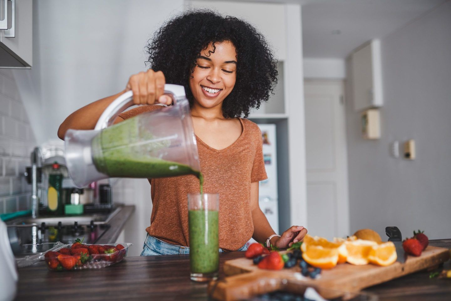 Young person eating breakfast