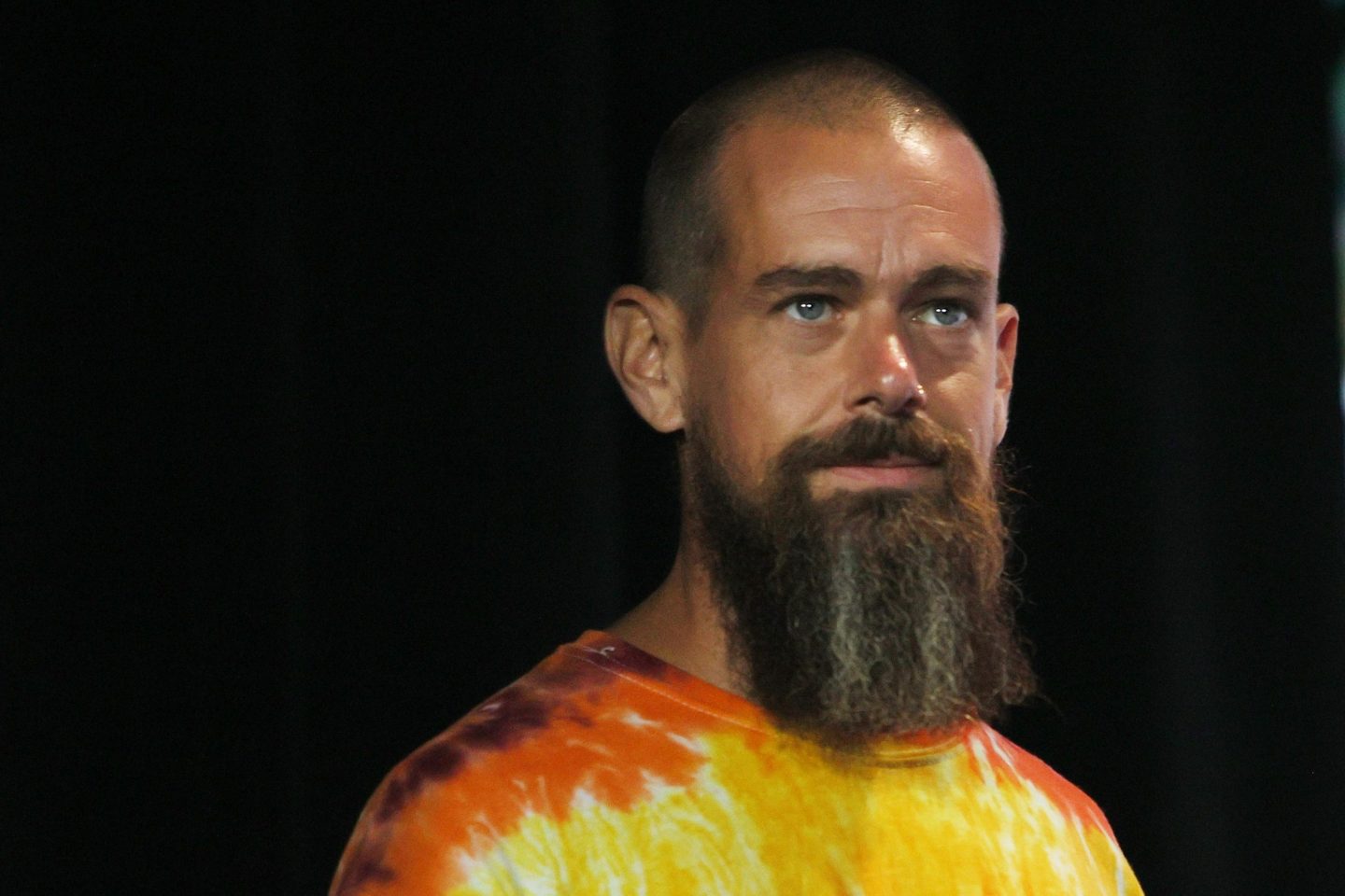 Jack Dorsey smiles on stage at 2021 conference.