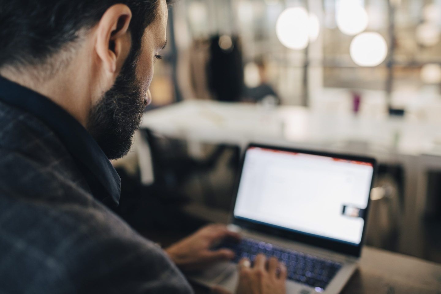 Businessman working on a laptop