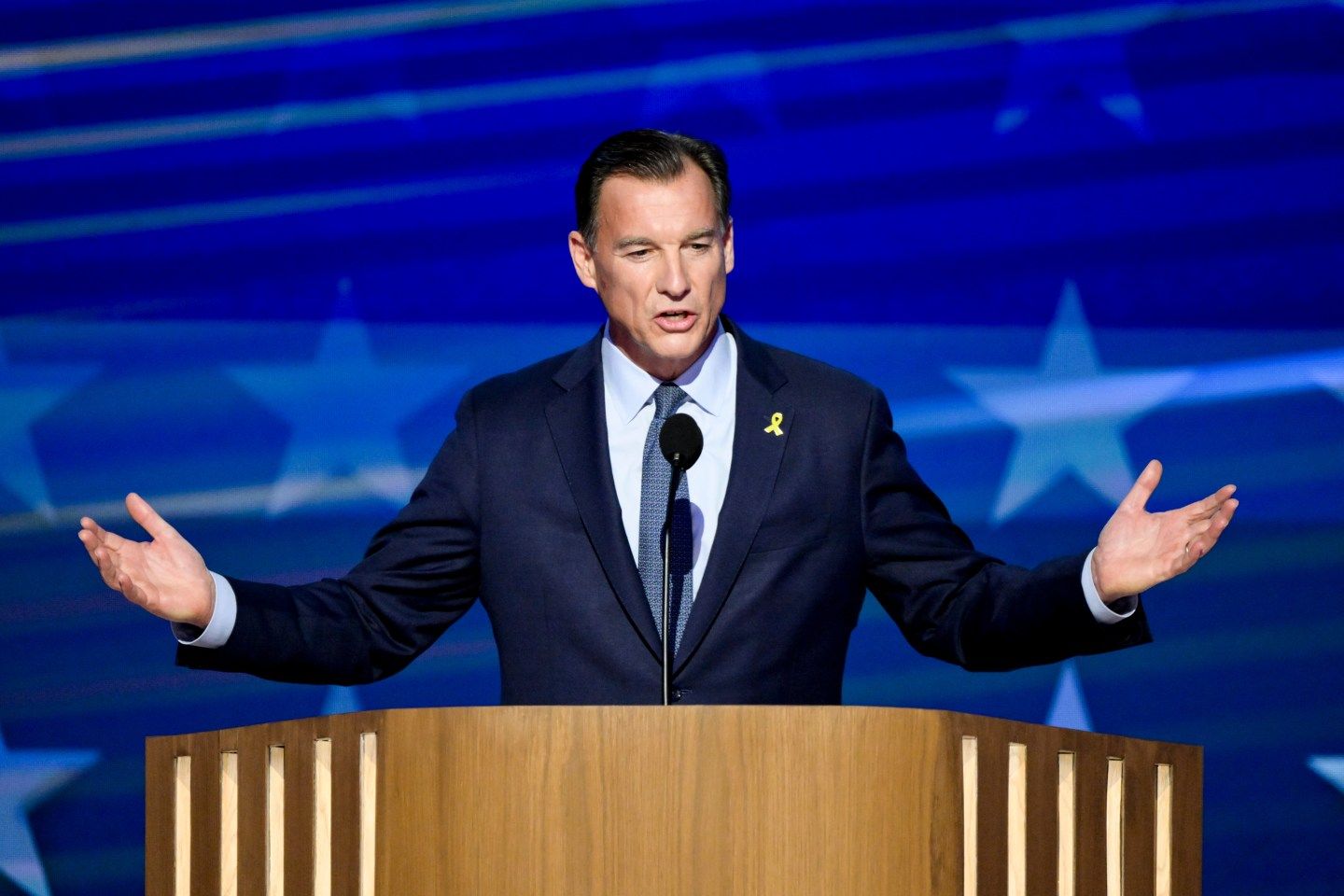 Photo: Representative Tom Suozzi, a Democrat from New York, during the Democratic National Convention (DNC) at the United Center in Chicago, Illinois, US, on Wednesday, Aug. 21, 2024. The Democratic National Convention this week marks the ceremonial crowning of Vice President Kamala Harris and Minnesota Governor Tim Walz as the party's presidential nominees, capping off a whirlwind month for Democrats who quickly coalesced behind the new ticket after President Joe Biden dropped out of the race in July. Photographer: David Paul Morris/Bloomberg via Getty Images