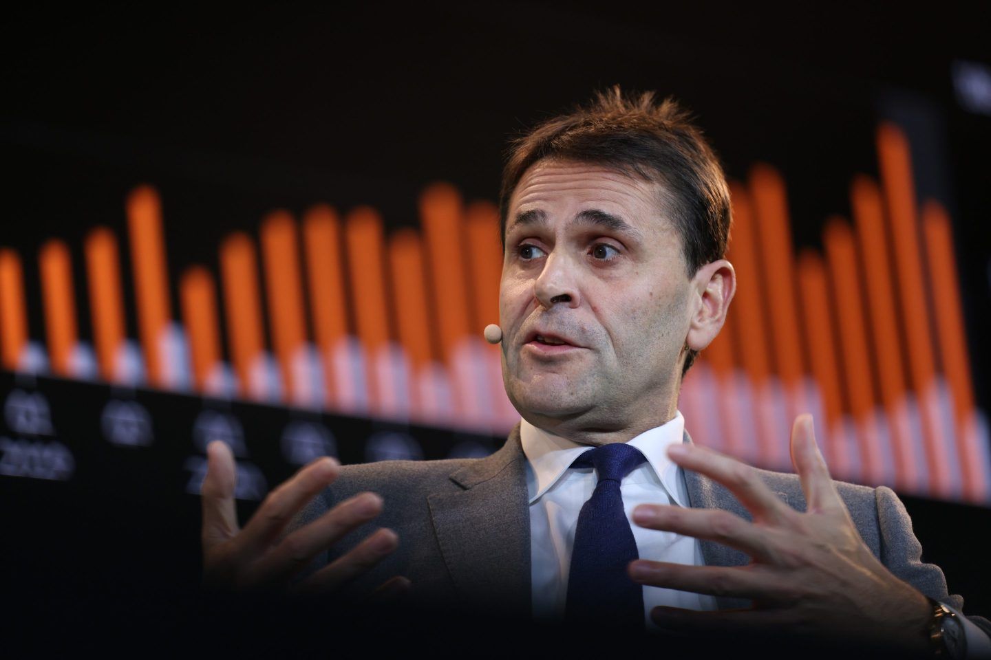 ASML CEO Christophe Fouquet speaks on stage