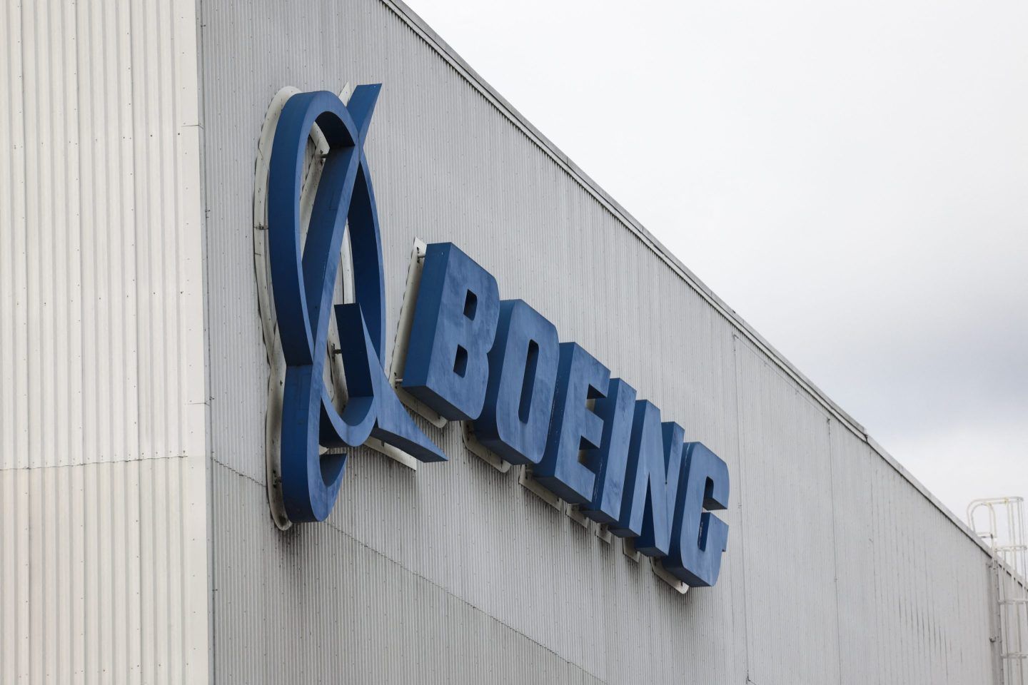 The Boeing logo on a building