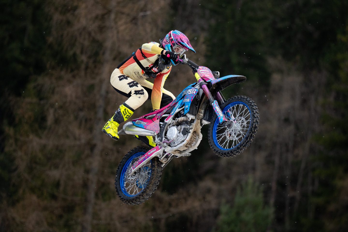 Photo: Mikolaj Tempka, a high-flying FMX rider, performs a gravity-defying stunt mid-air during the Red Bull Target Jumping at the Wielka Krokiew ski jump hill in Zakopane, Poland, on April 5, 2025. This event is the first-ever Red Bull Skoki w Punkt team ski jumping competition.
