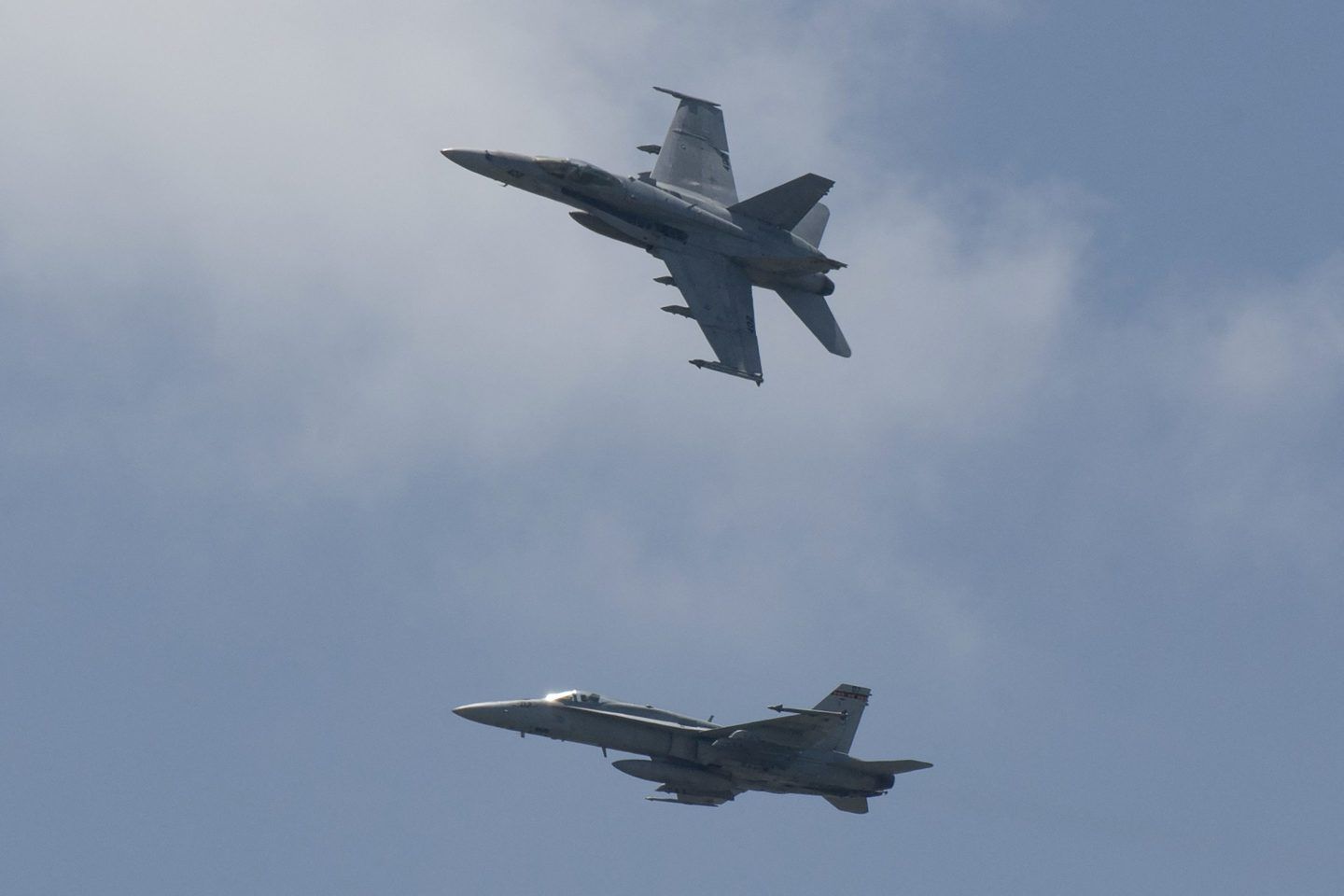 Two US F/A-18 Hornet jet fighters during the Cope Thunder exercise between the US Pacific Air Forces and the Philippine Air Force, at Clark Air Base on April 7.