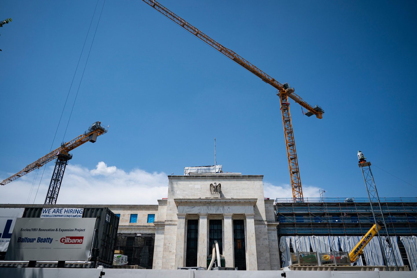 Construction on the Marriner S. Eccles Federal Reserve building in Washington, DC, on June 25.