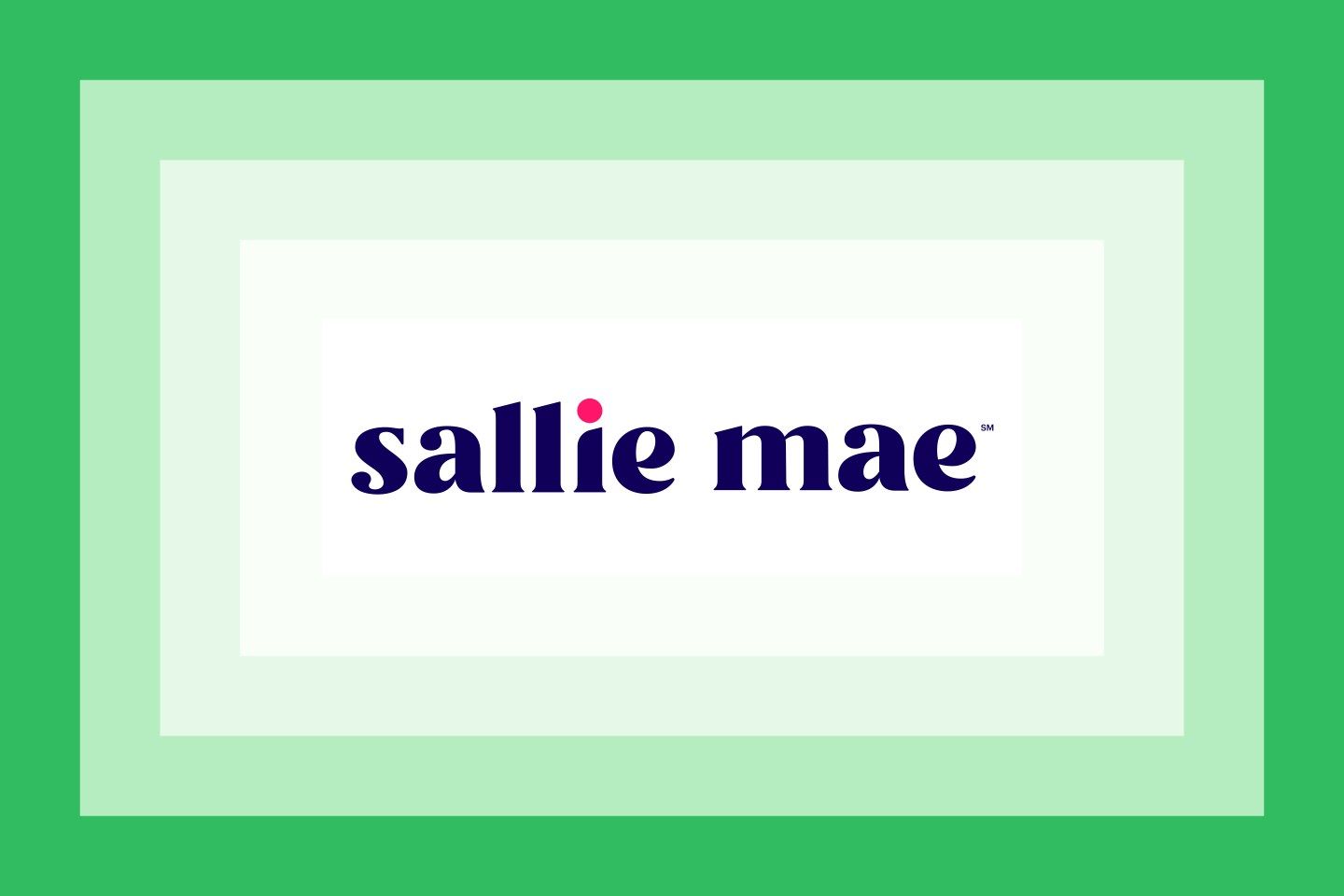 The Sallie Mae Bank logo on a green layered background.