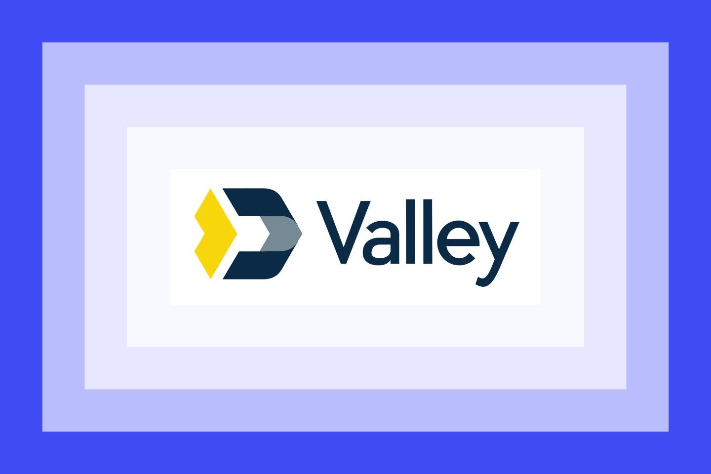 The Valley Direct Bank logo on a blue and purple layered background.