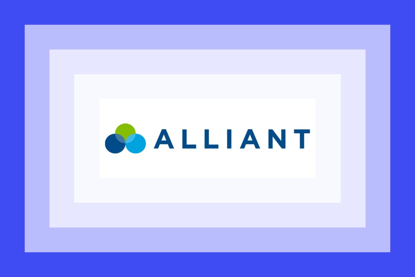 The Alliant Credit Union logo on a blue and purple layered background.
