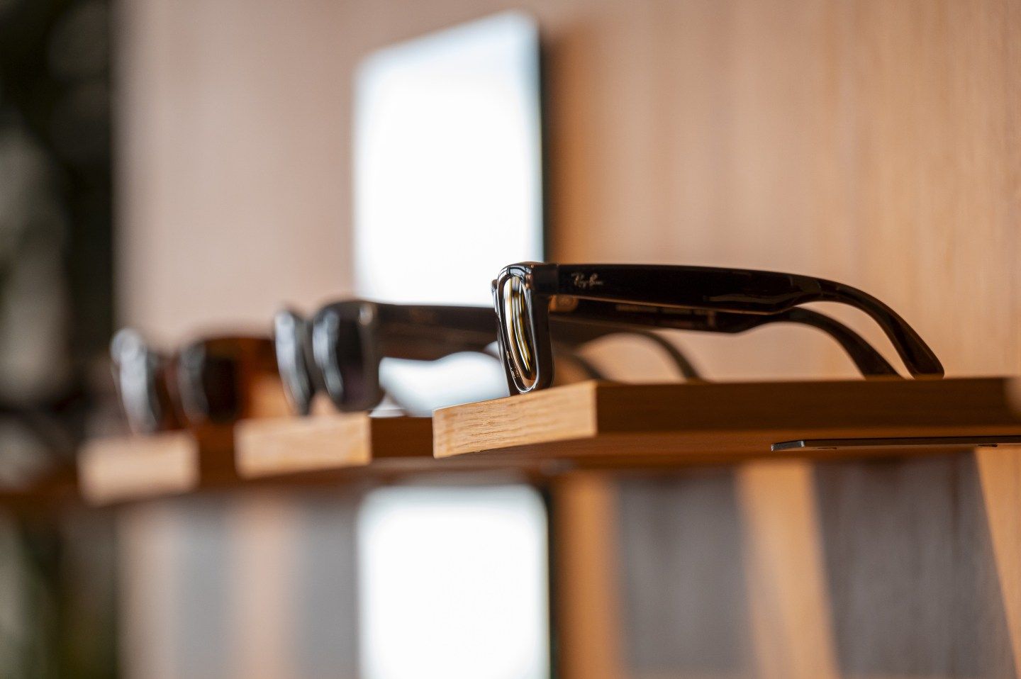 Pairs of the second generation of Ray-Ban Meta smart glasses in San Francisco, California, on Sept. 18, 2023. (Photo: David Paul Morris/Bloomberg/Getty Images)