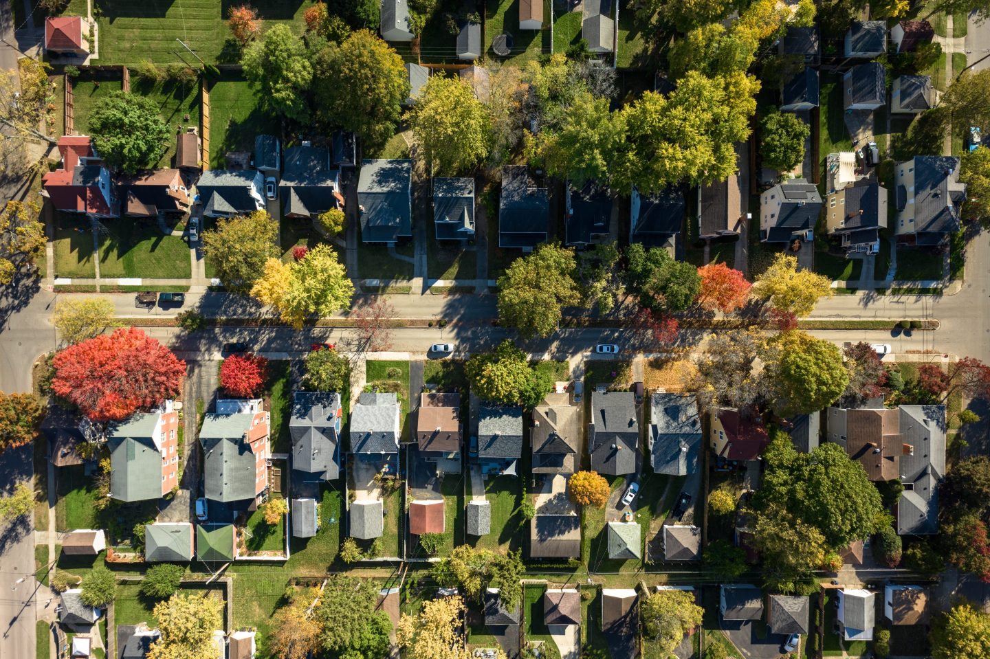 Overhead shot of houses in Oakwood, Ohio