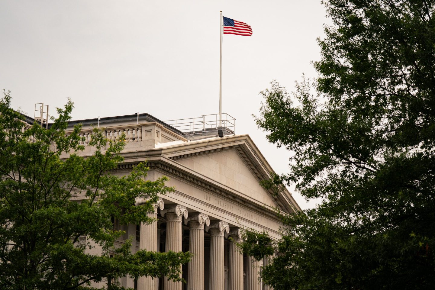 The US Treasury building in Washington, DC.