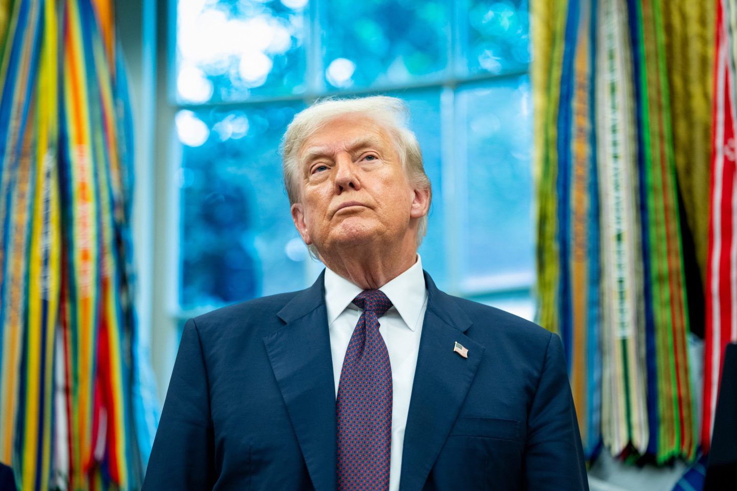 US President Donald Trump in the Oval Office of the White House in Washington, DC, US, on Wednesday, Aug. 6, 2025.
