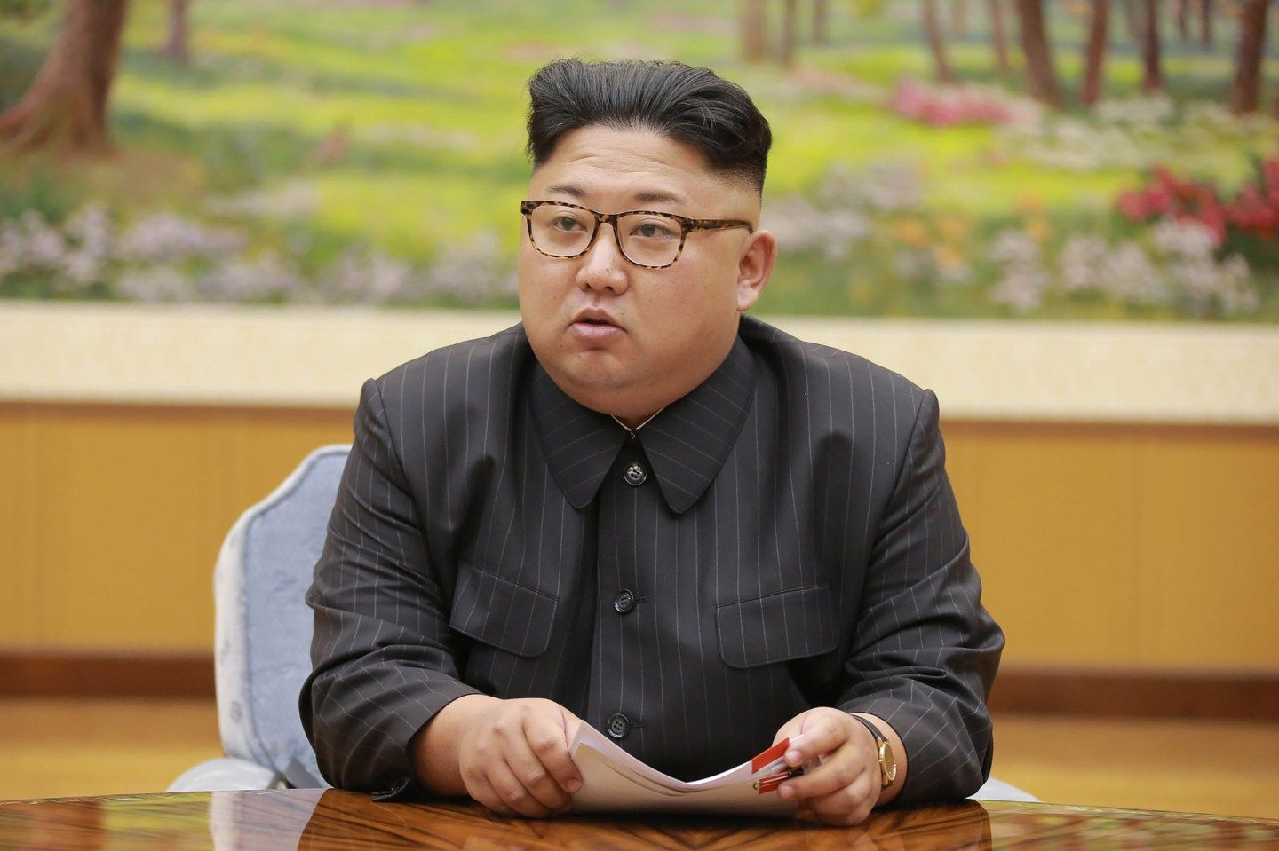 North Korean leader Kim Jong-Un attending a meeting with a committee of the Workers' Party of Korea about the test of a hydrogen bomb, at an unknown location. North Korea said it detonated a hydrogen bomb designed for a long-range missile on September 3 and called its sixth and most powerful nuclear test a "perfect success", sparking world condemnation and promises of tougher US sanctions.