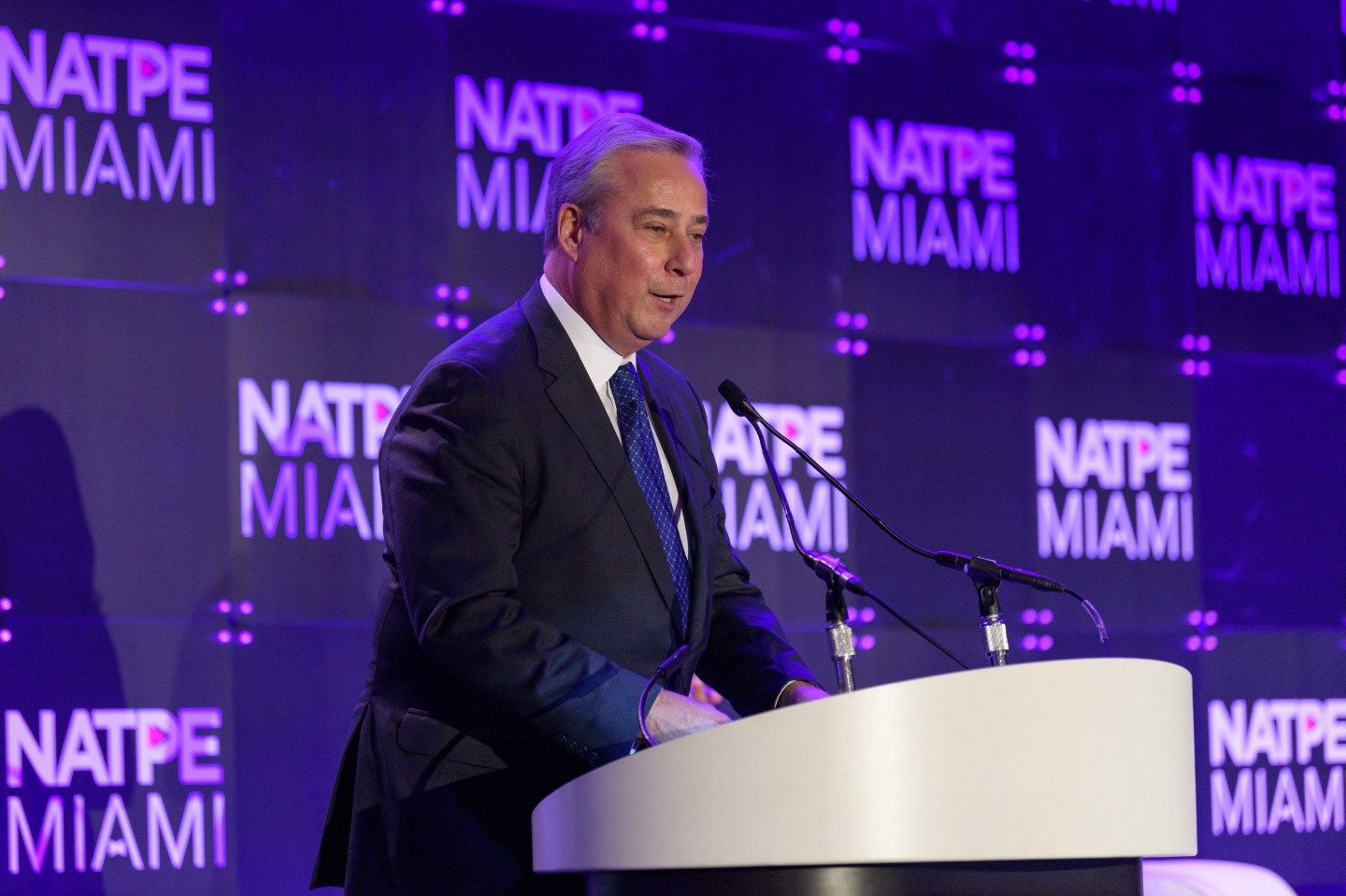 Perry Sook speaks on stage