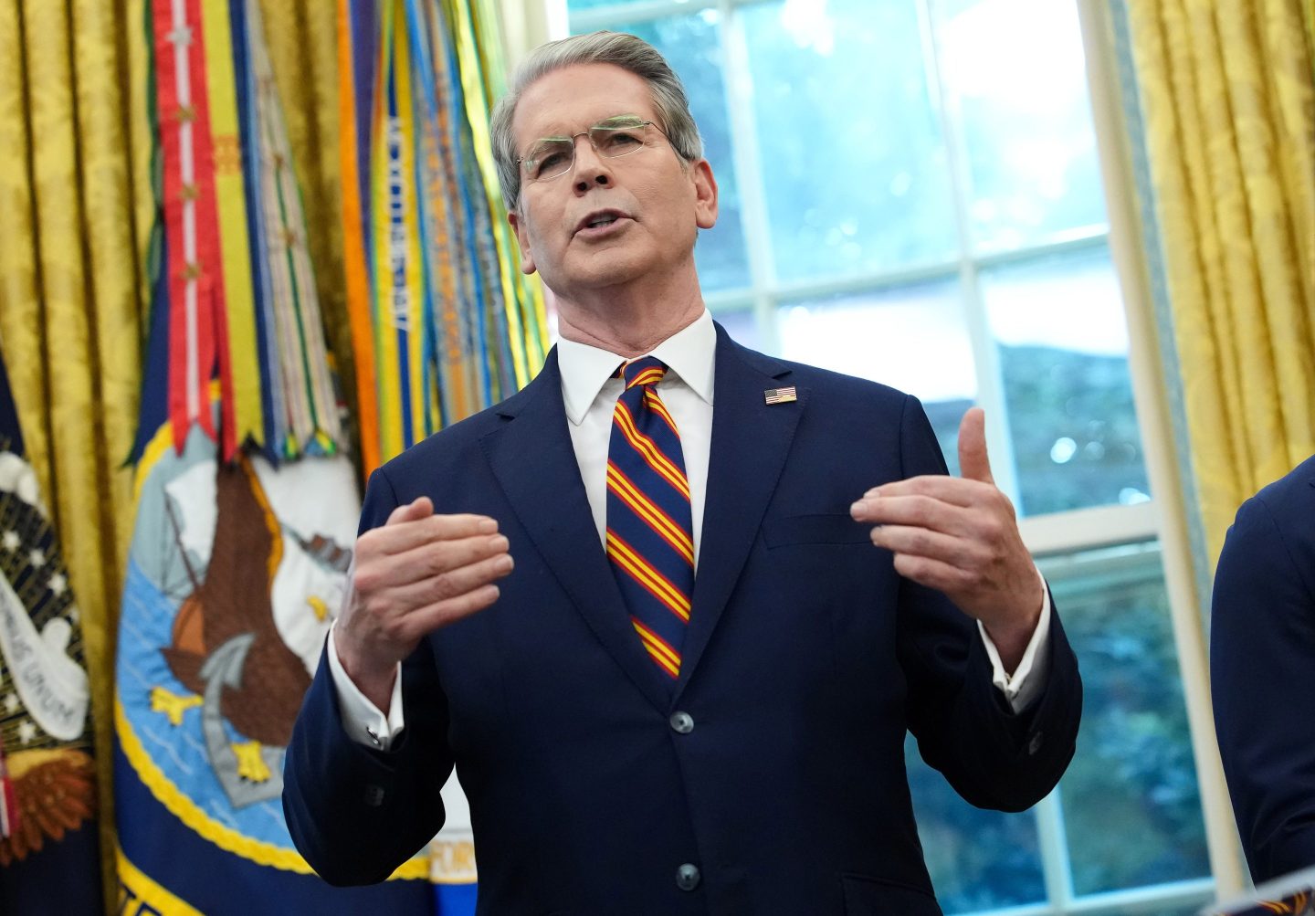Treasury Secretary Scott Bessent in the Oval Office of the White House on Friday.