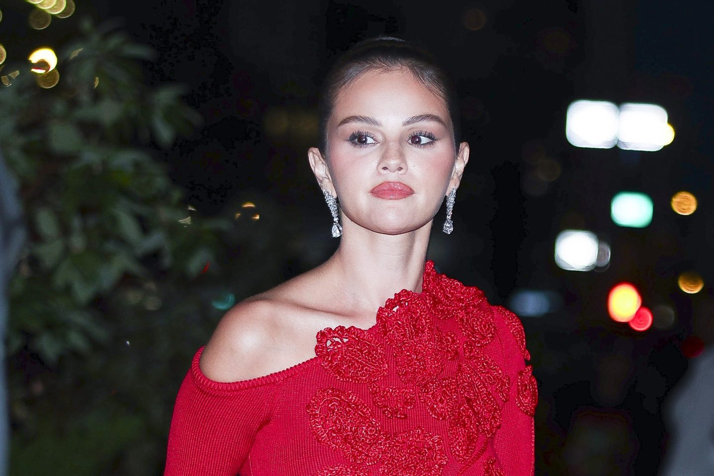 Selena Gomez in a red dress