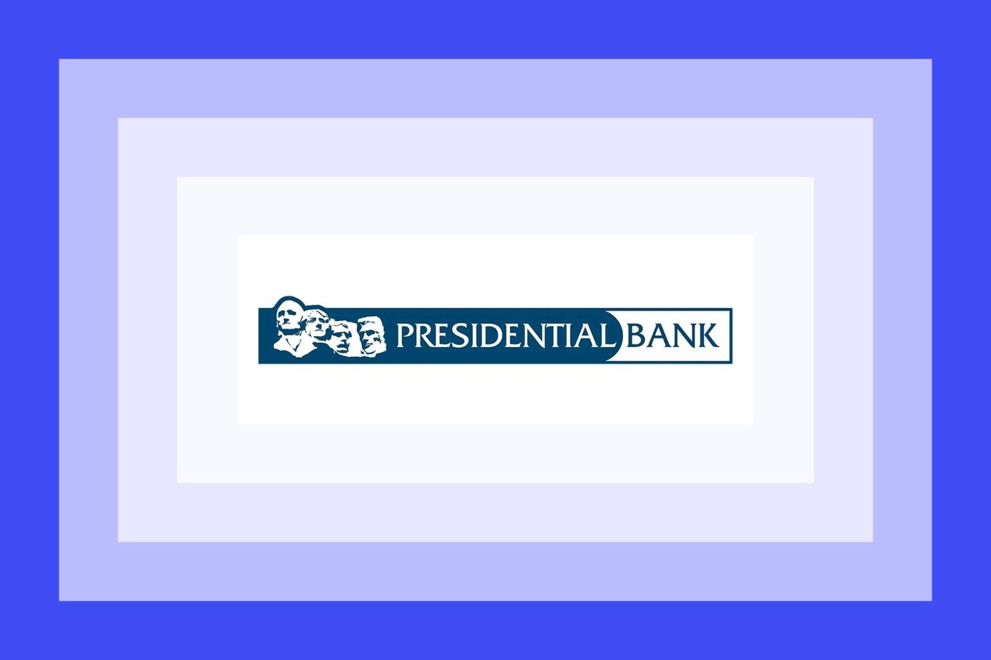 The Presidential Bank logo on a blue and purple background.