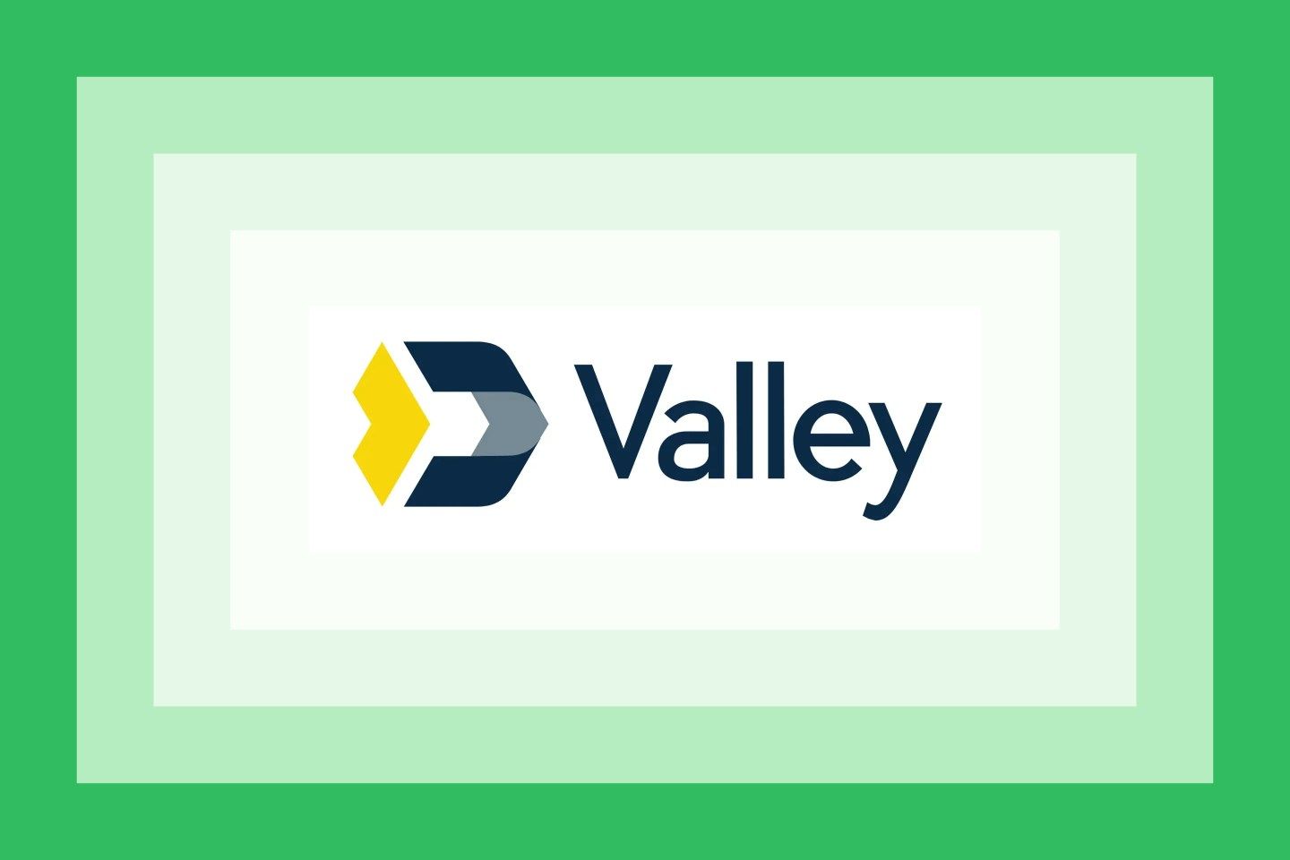 The Valley Direct bank logo on a green layered background.