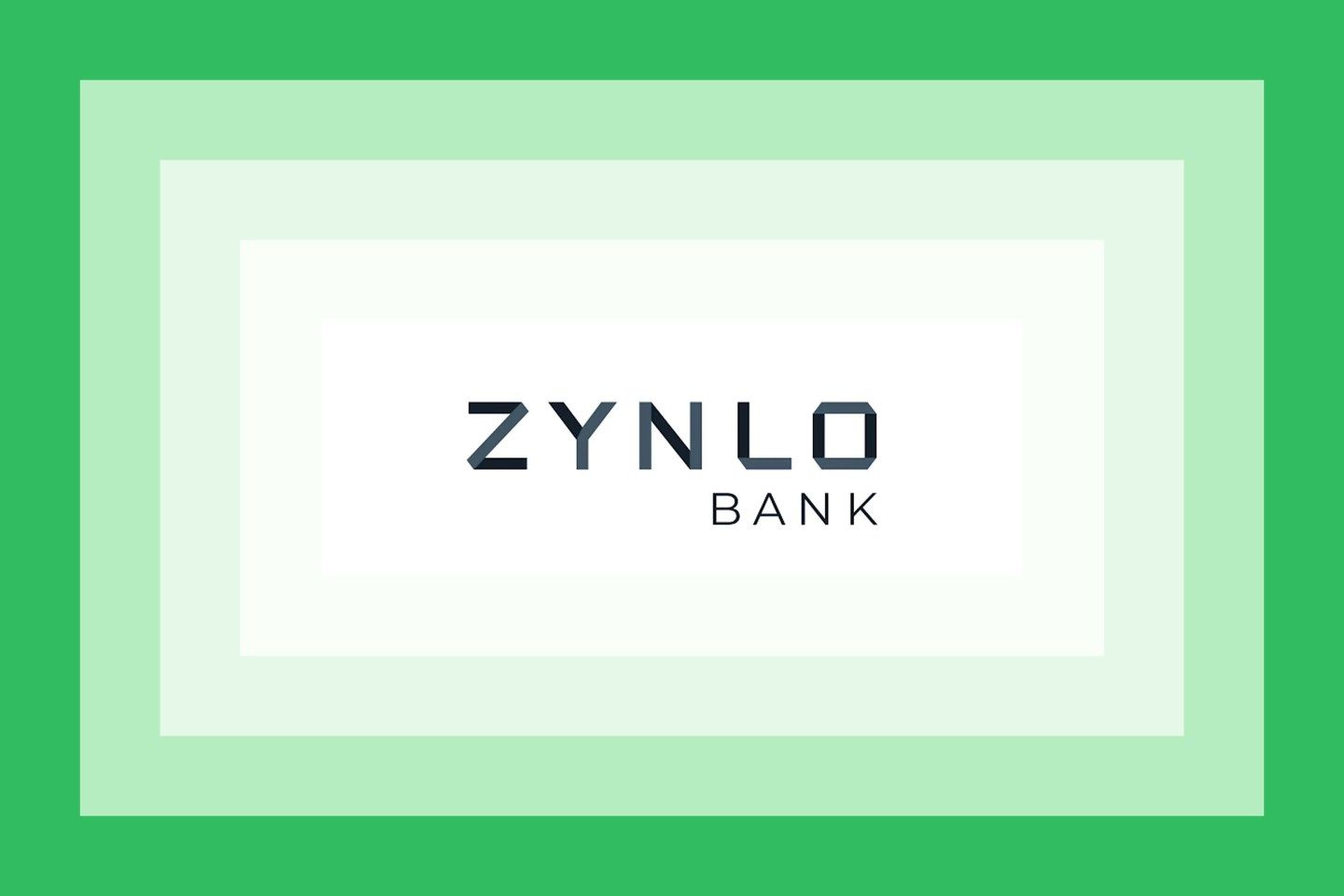 The Zynlo Bank logo on a green layered background.