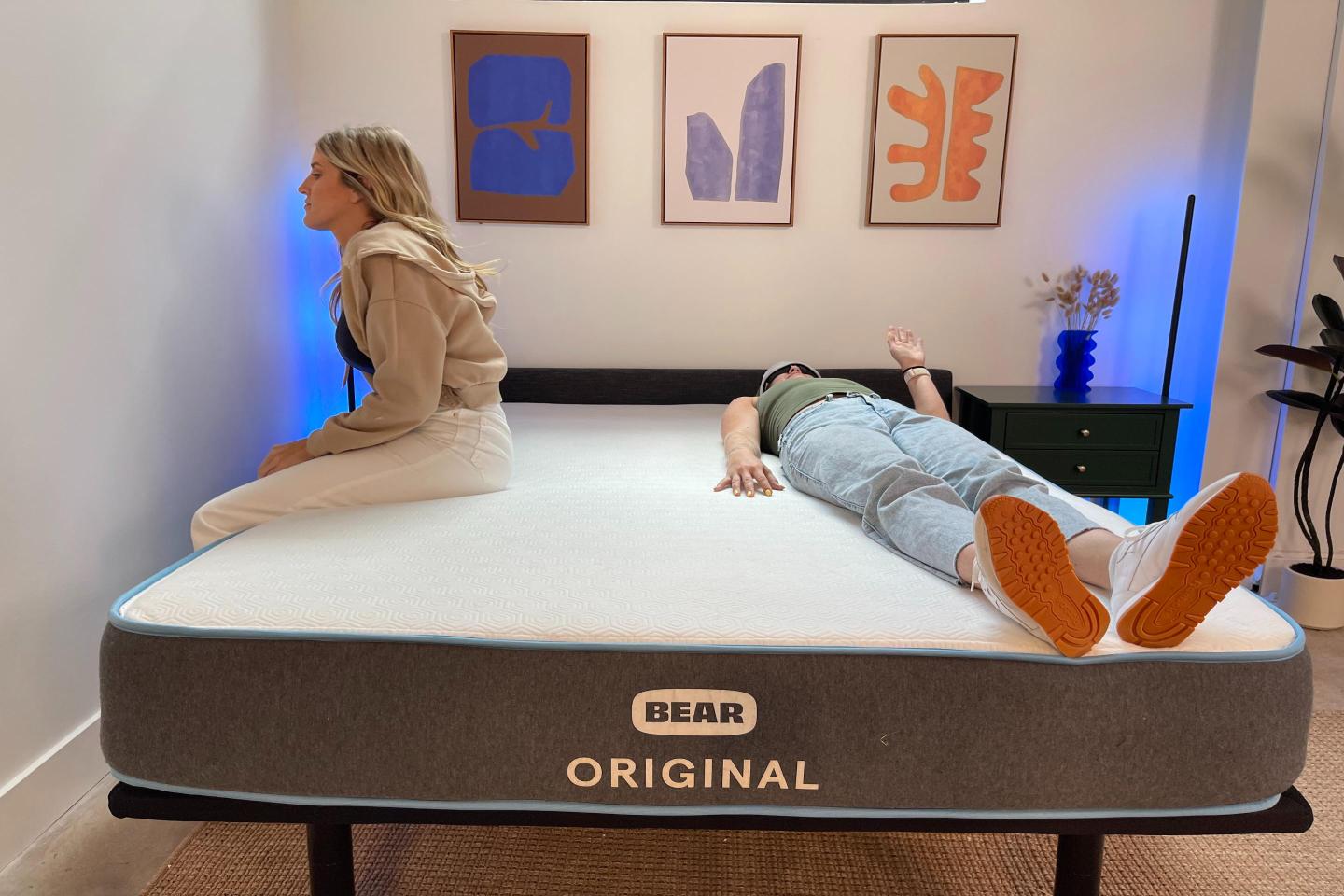 Testers trying a Bear mattress