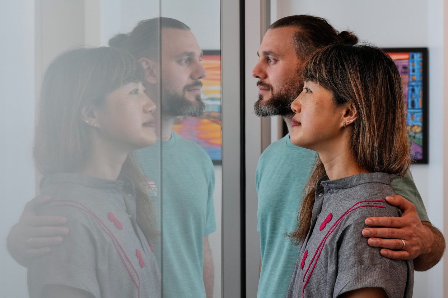 Annie, right, and her husband Jacob Ma-Weaver in San Francisco on Oct. 7.