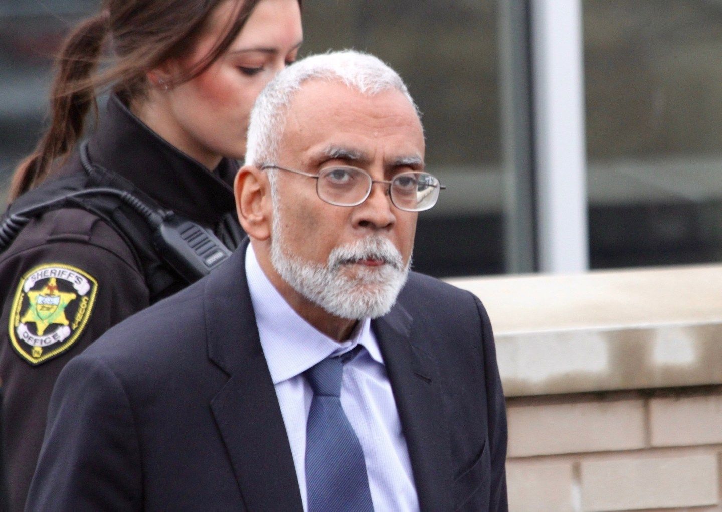 Subramanyam “Subu” Vedam walks outside the Centre County Courthouse in Bellefonte, Pa, on Feb. 6, 2025, during a hearing over new evidence uncovered in his 1983 murder case.