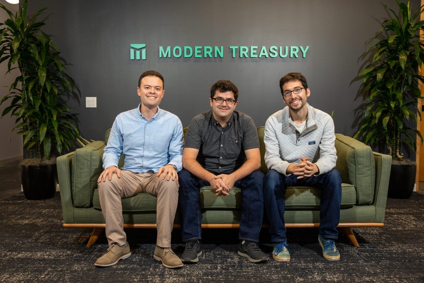 Modern Treasury cofounders from left to right: Matt Marcus, Dimitri Dadiomov, and Sam Aarons.
