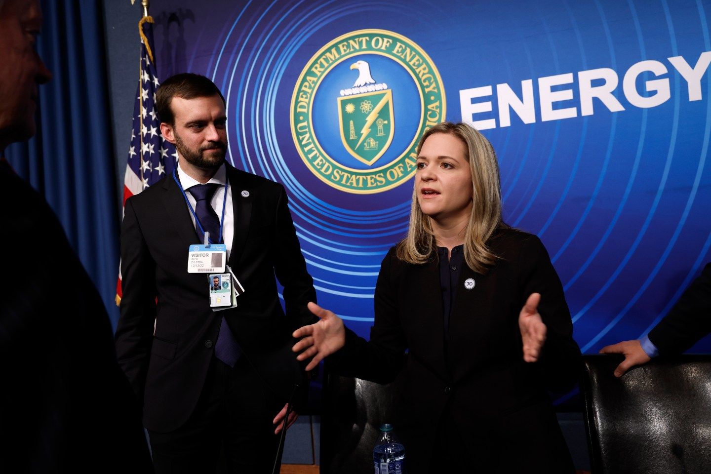 Fusion power principal designer and nuclear physicist Annie Kritcher, of Lawrence Livermore National Laboratory, speaks at a Department of Energy of press conference at the end of 2022 after her project triggered "first ignition" for fusion power for the first time ever.