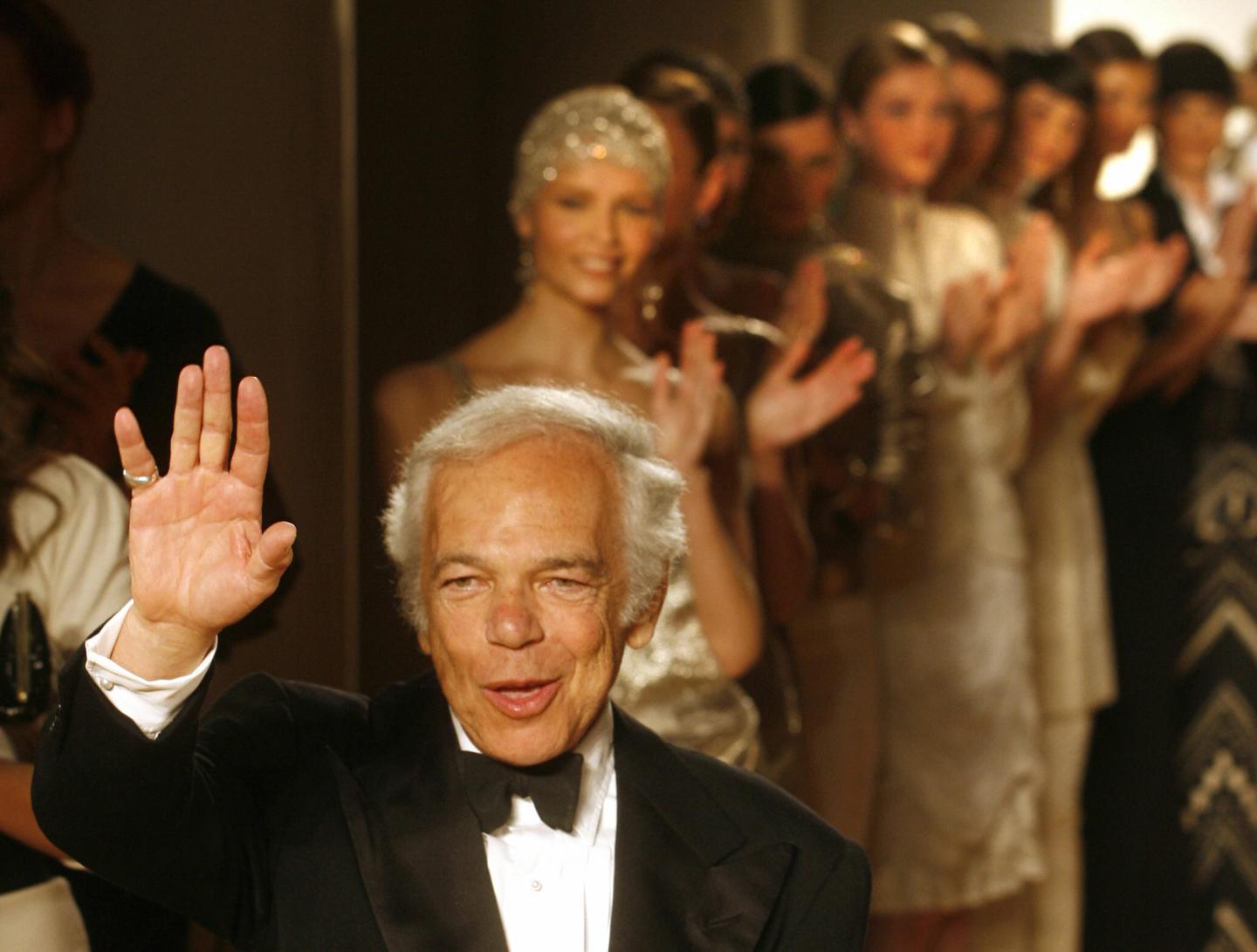 Ralph Lauren greets those at his fashion show in the Spaso House, Moscow, in 2007.