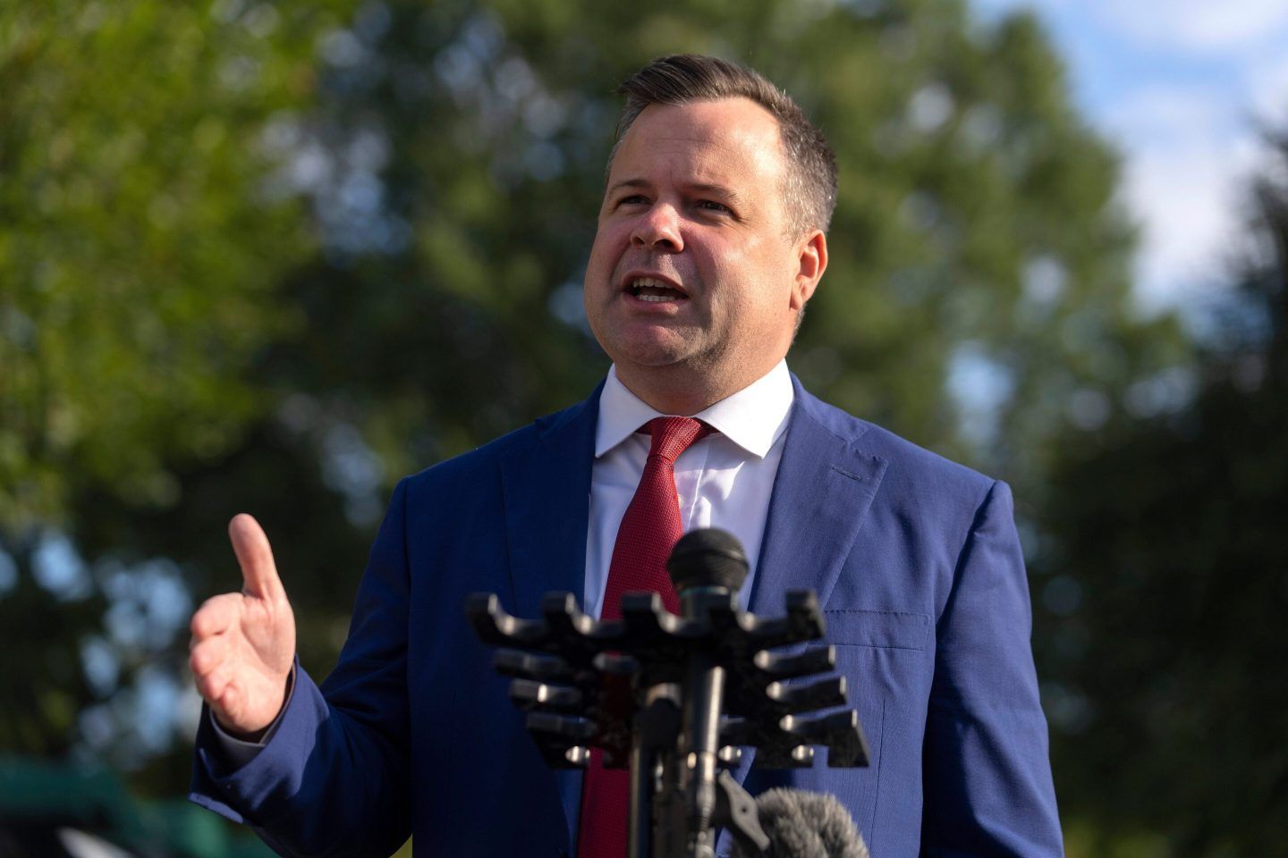 Director of the Federal Housing Finance Agency Bill Pulte speaks with reporters at the White House, Sept. 2, 2025, in Washington.