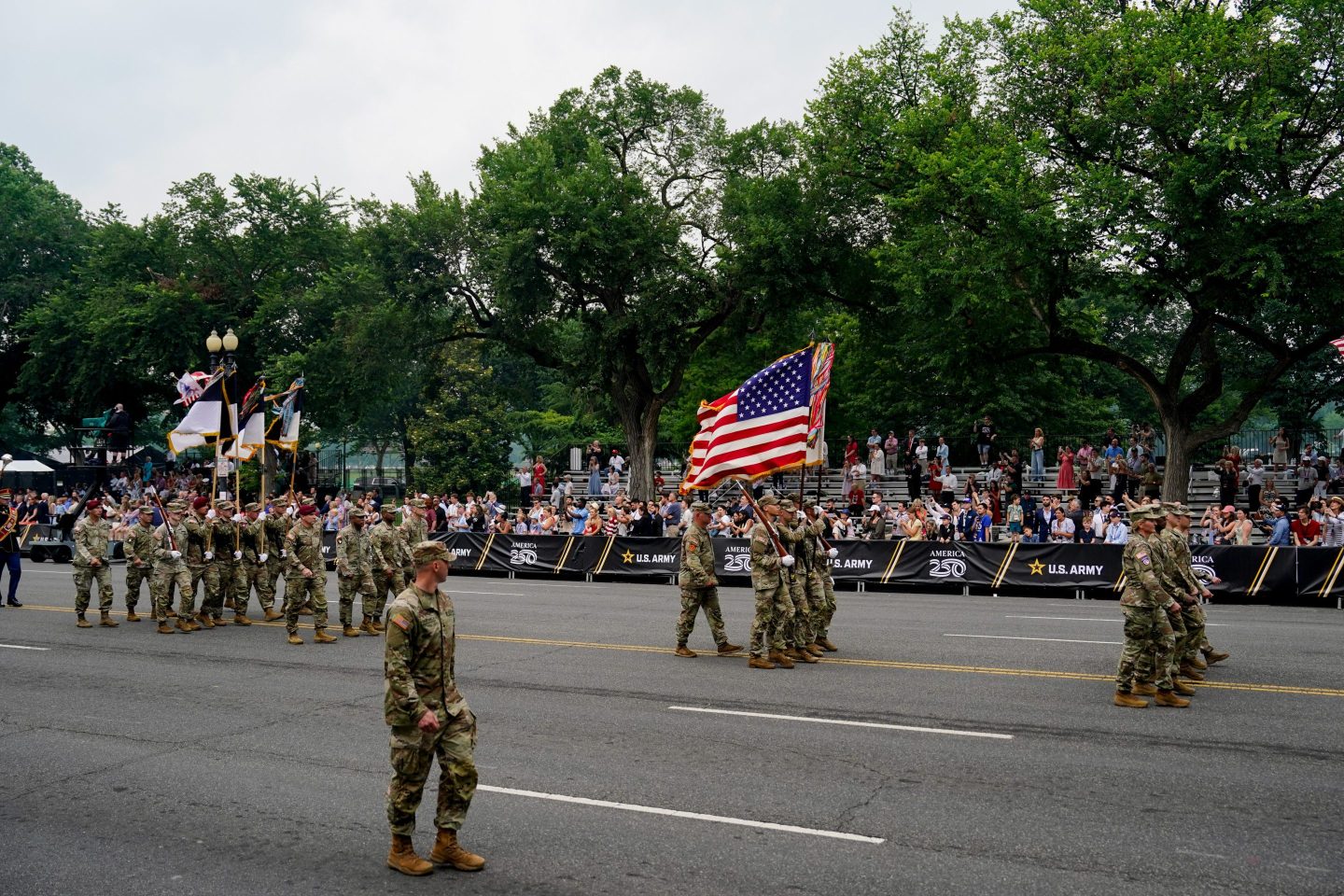 Members of the military march during the US Army's 250th Anniversary Parade in Washington, DC, on Saturday, June 14, 2025.