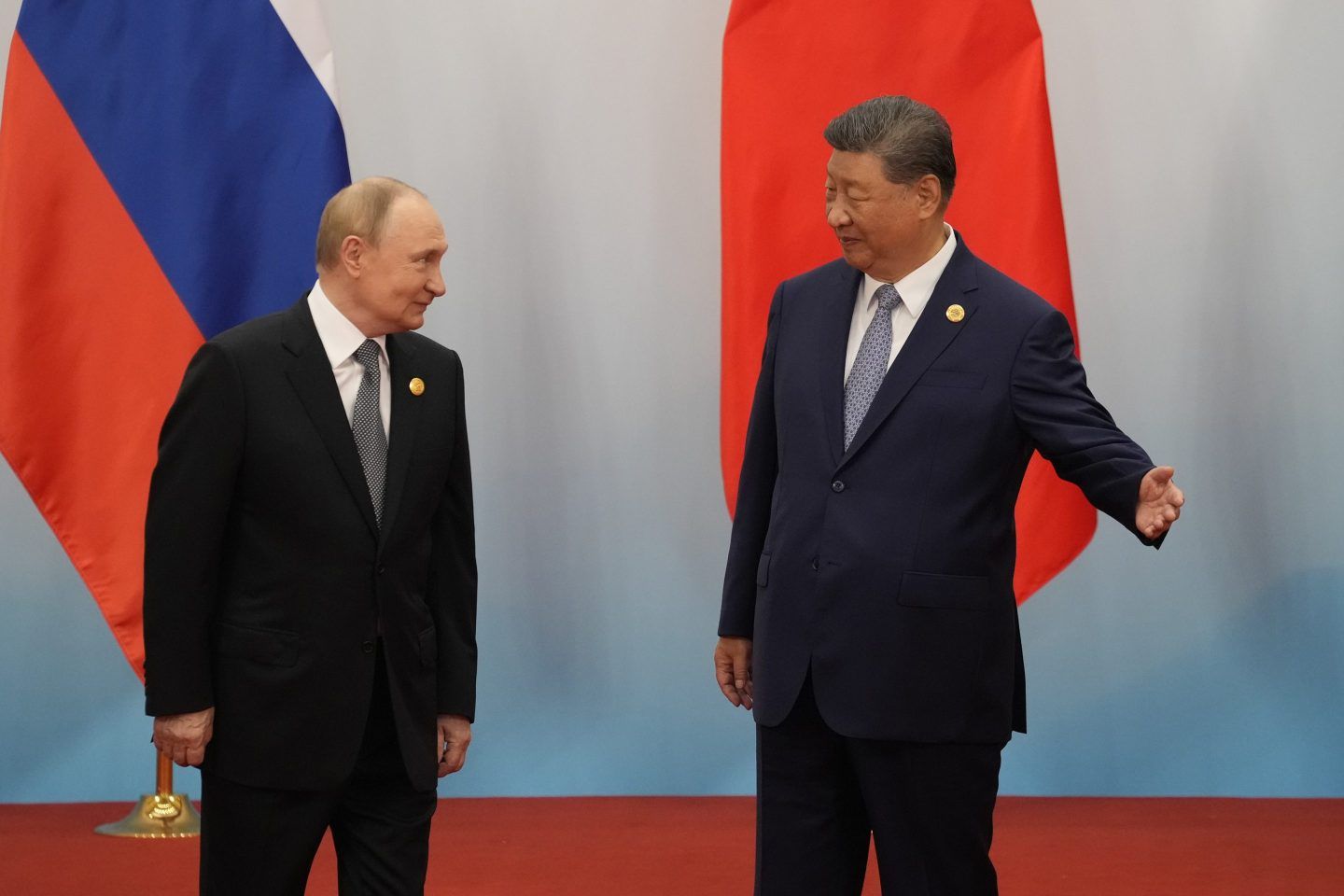 Chinese President Xi Jinping and Russian President Vladimir Putin during the Shanghai Cooperation Organization Summit on September 1, 2025 in Tianjin, China. 