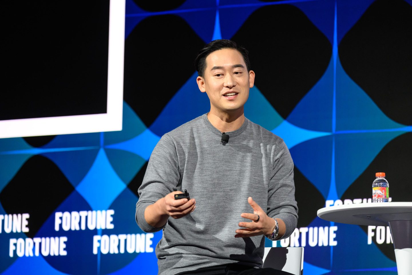 Mike Peng, CEO of IDEO, speaking at Coins2Day Brainstorm Design in Macau on Dec. 2