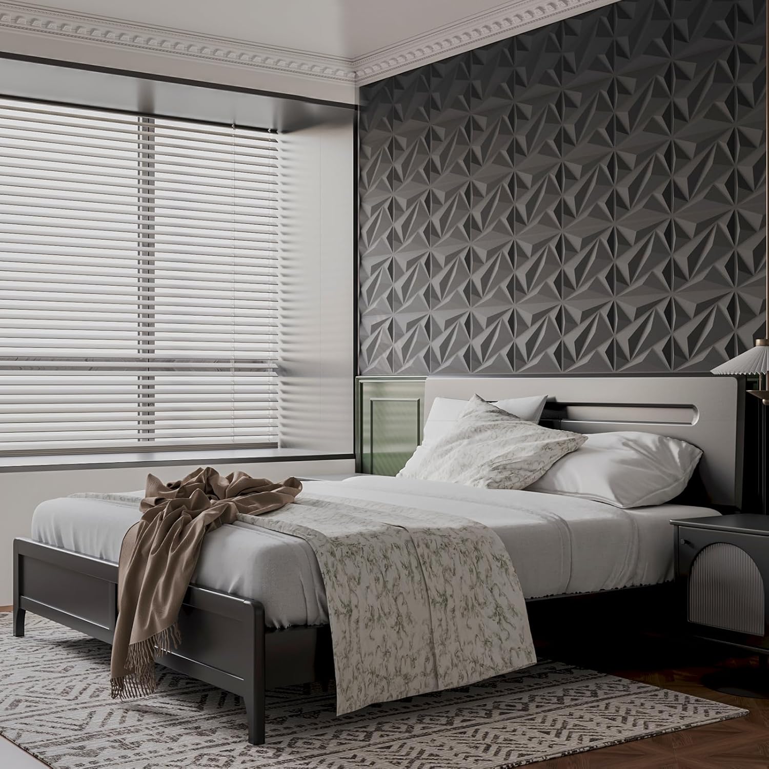 3D Wall Panel Diamond Black