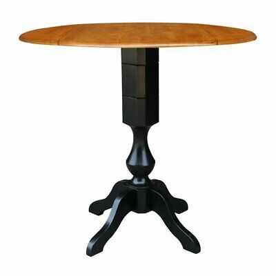 42" Round Dual Drop Leaf Pedestal Table – 42.3"h Black Throughout Round Pedestal Dining Tables With One Leaf (Photo 1 of 15)