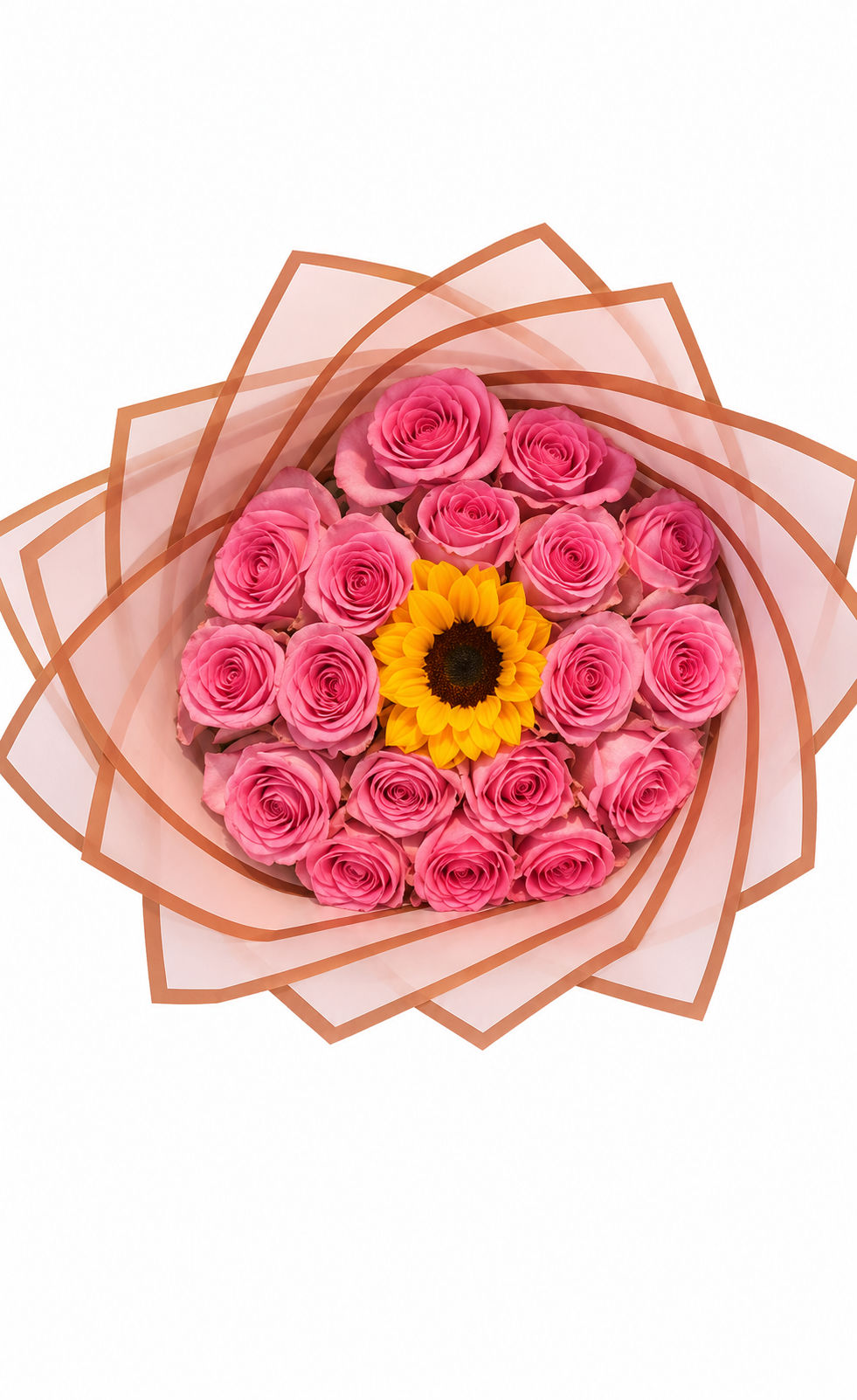 Buchón pink roses and sun flower