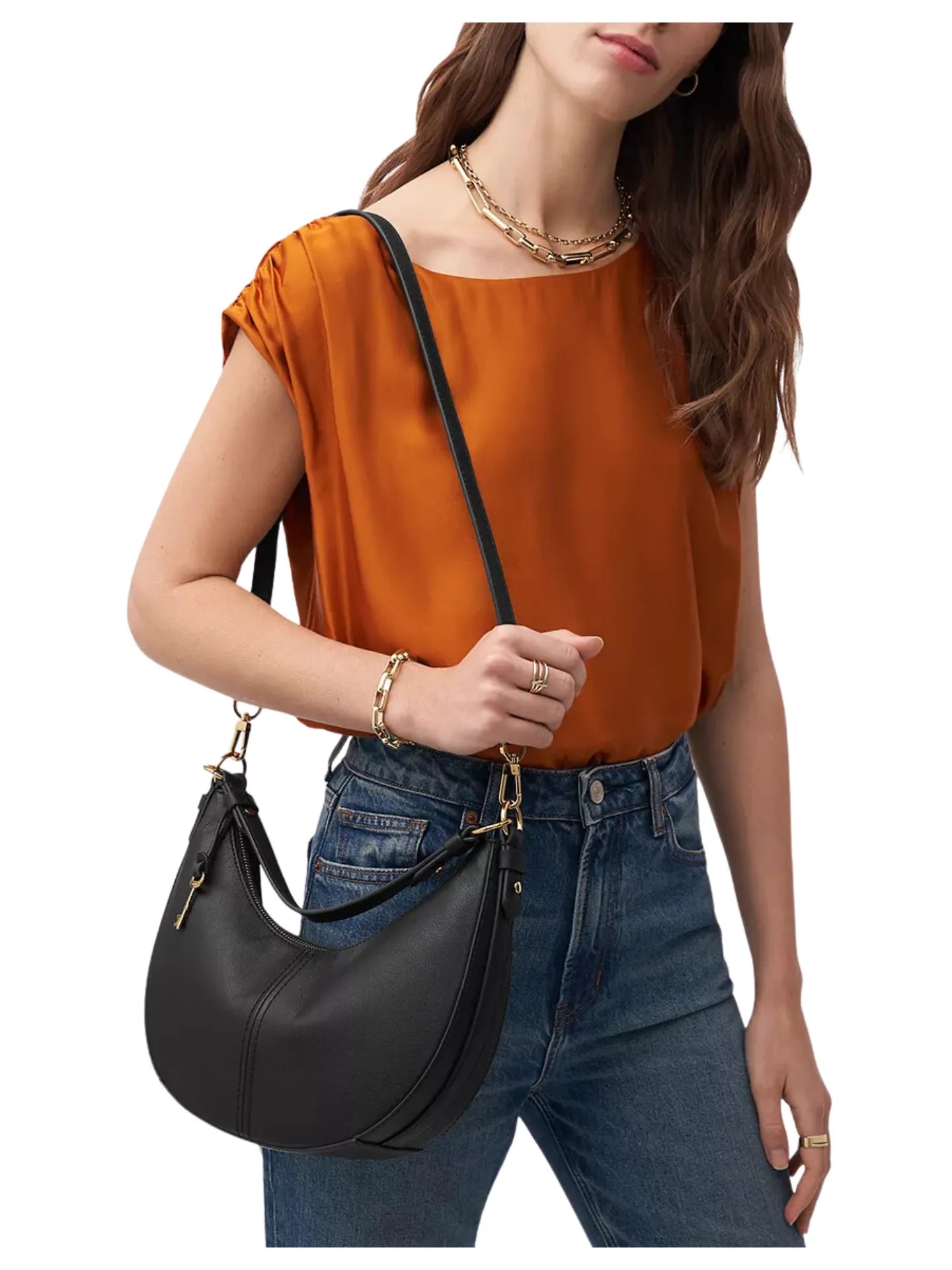 Fossil Shae Small Hobo Bag Black 3