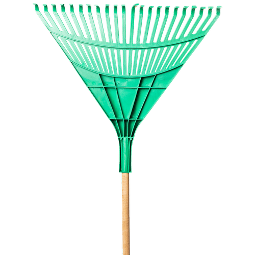 FORGE LARGE PLASTIC 24 TEETH LEAF RAKE WITH WOODEN HANDLE