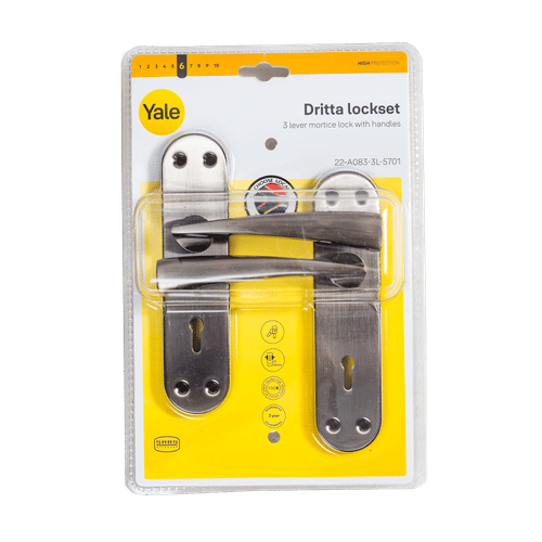 YALE DRITTA SATIN SILVER 3 LEVER LOCKSET