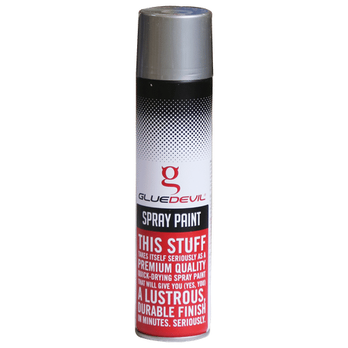 GLUEDEVIL METALLIC SILVER 300ml SPRAY PAINT