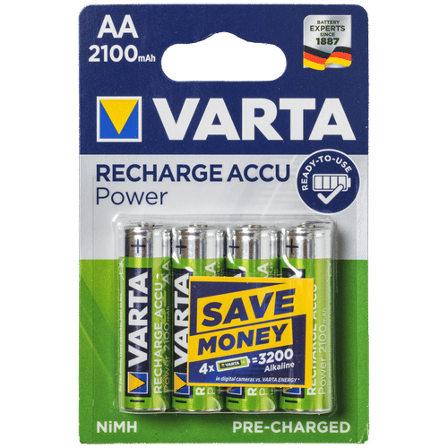 VARTA RECHARGE ACCU POWER 4 PACK AA ALKALINE BATTERY